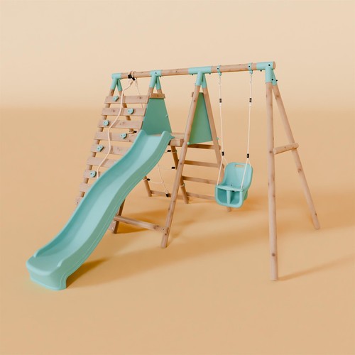 Single wooden baby swing set - swing,