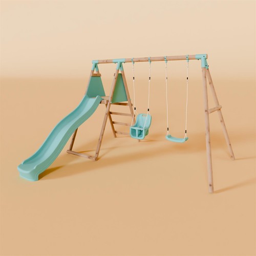 Double wooden swing - wooden, set